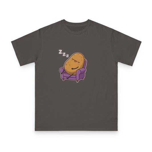 Sleepy Spud Potato Unisex Organic Oversized Crew Neck Tee — Cute Kawaii Character T-Shirt