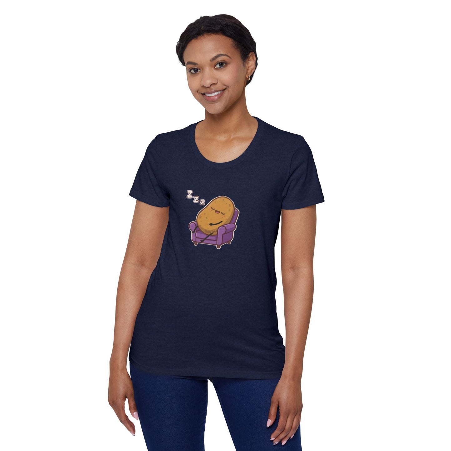 Sleepy Spud Potato Scoop Neck Tee — Cute Organic Women's T-Shirt