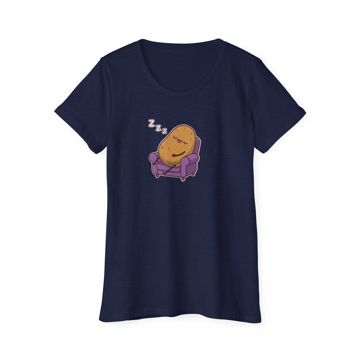 Sleepy Spud Potato Scoop Neck Tee — Cute Organic Women's T-Shirt