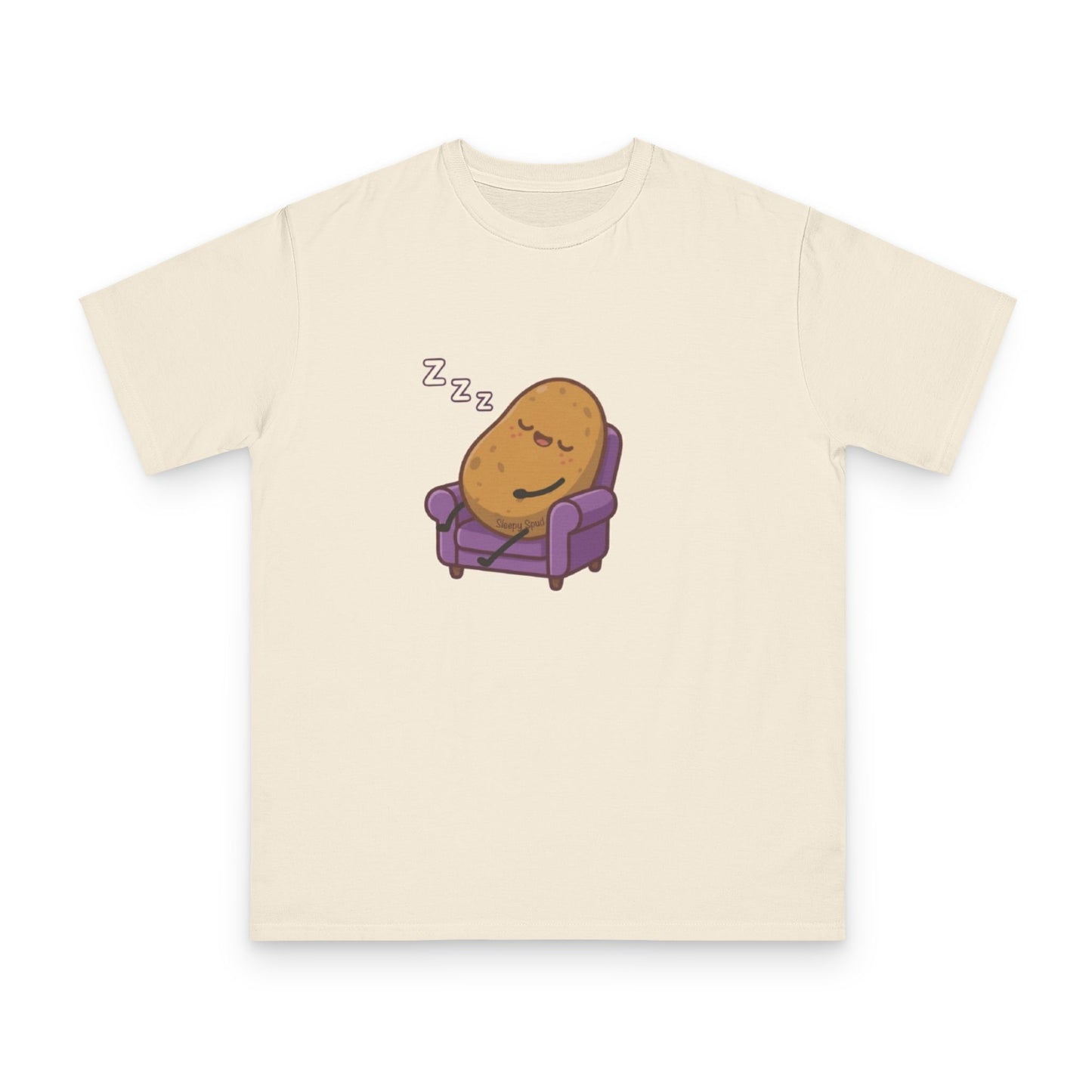 Sleepy Spud Potato Unisex Organic Oversized Crew Neck Tee — Cute Kawaii Character T-Shirt