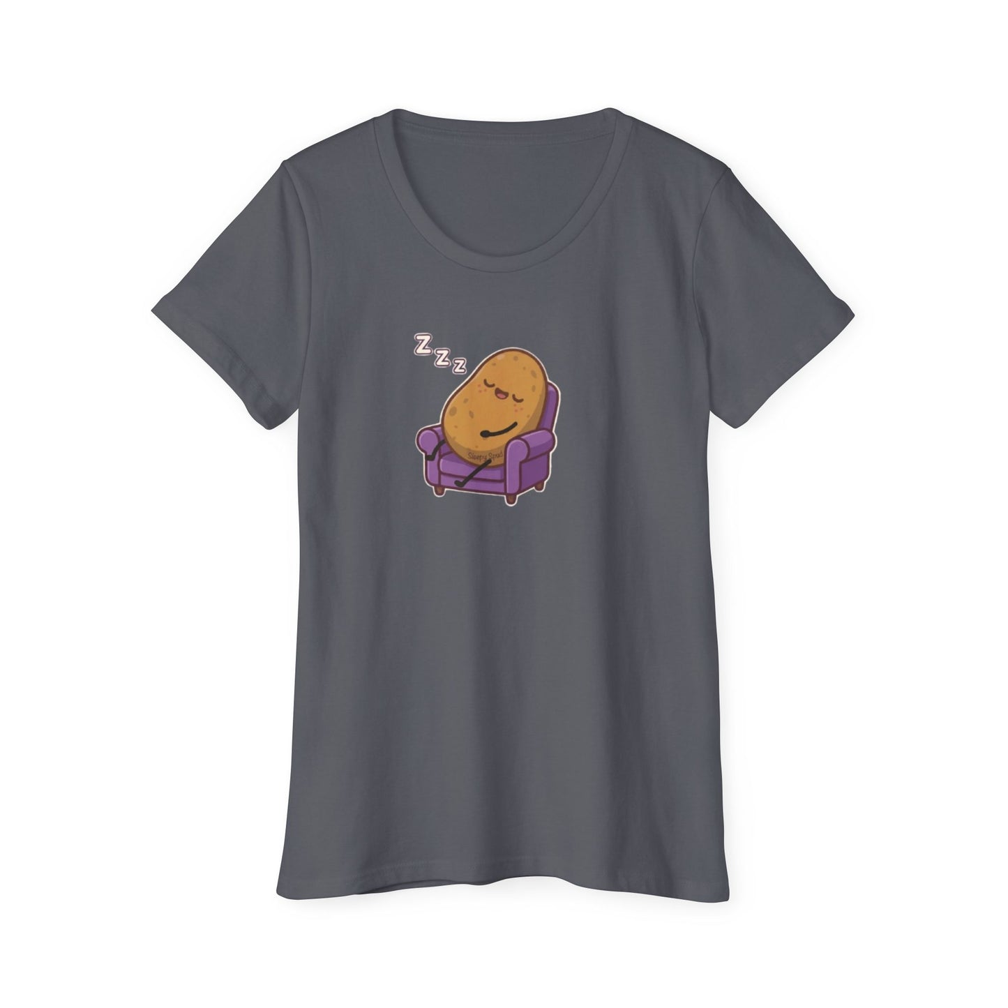 Sleepy Spud Potato Scoop Neck Tee — Cute Organic Women's T-Shirt