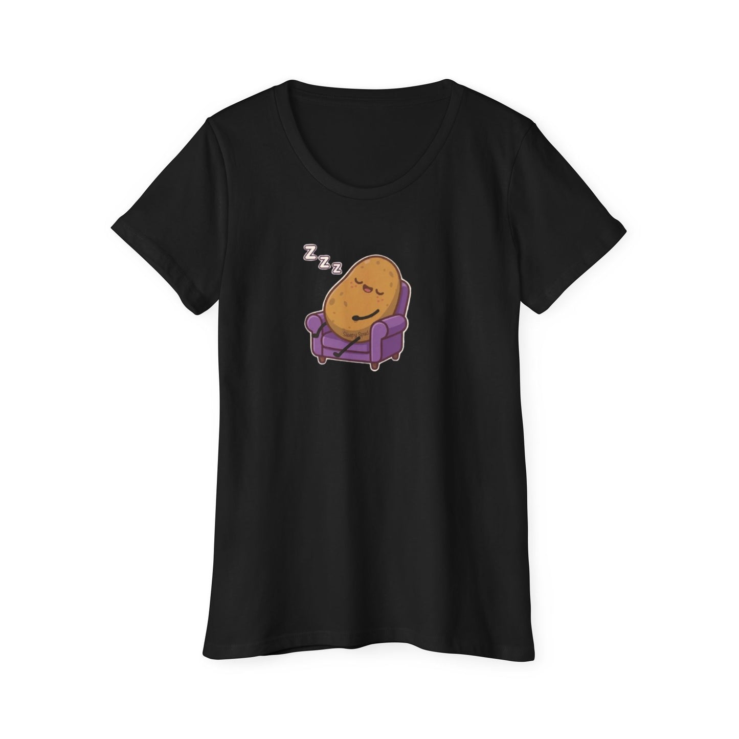 Sleepy Spud Potato Scoop Neck Tee — Cute Organic Women's T-Shirt
