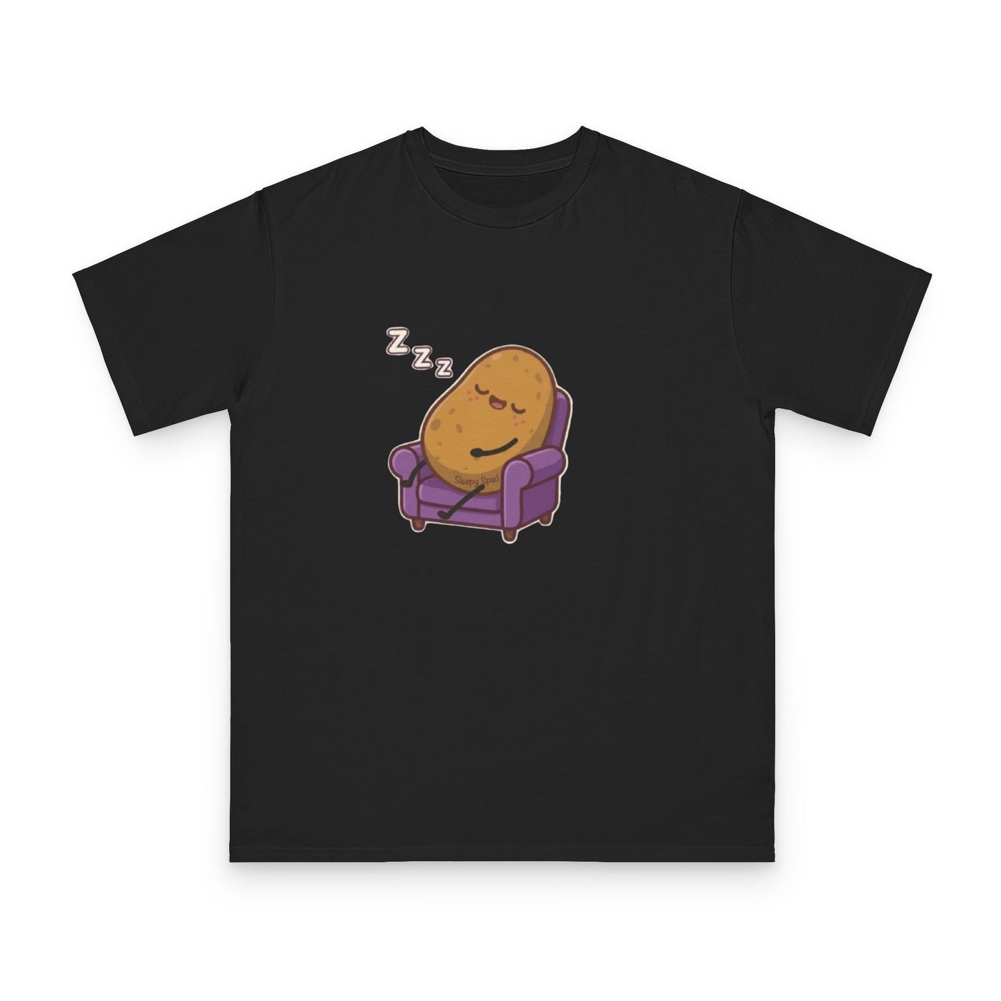 Sleepy Spud Potato Unisex Organic Oversized Crew Neck Tee — Cute Kawaii Character T-Shirt