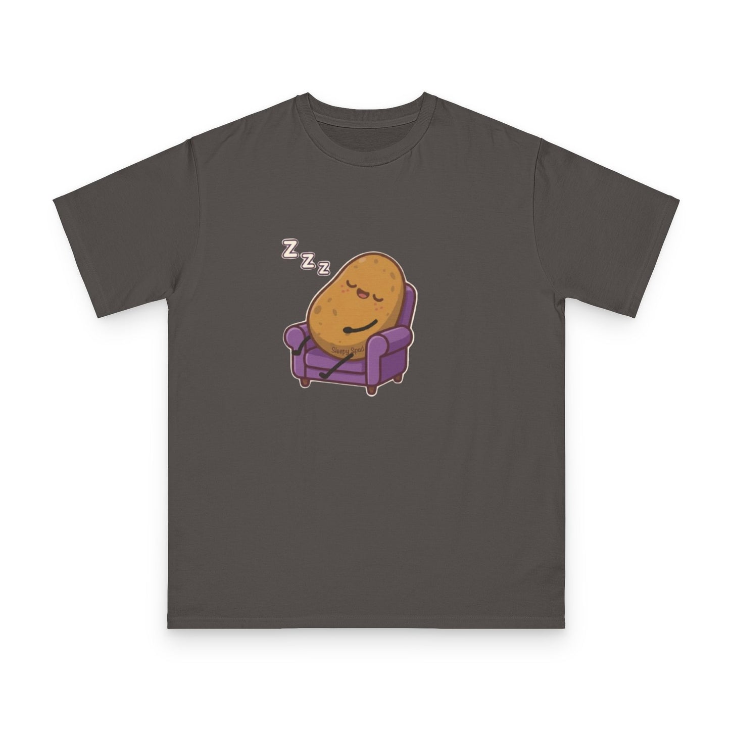 Sleepy Spud Potato Unisex Organic Oversized Crew Neck Tee — Cute Kawaii Character T-Shirt